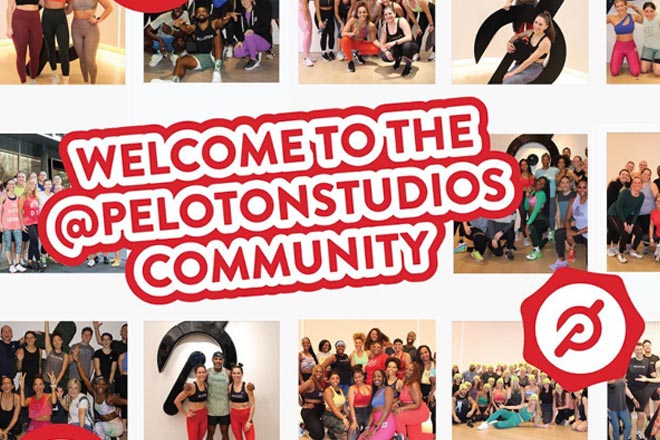 Collage of Peloton studio pictures