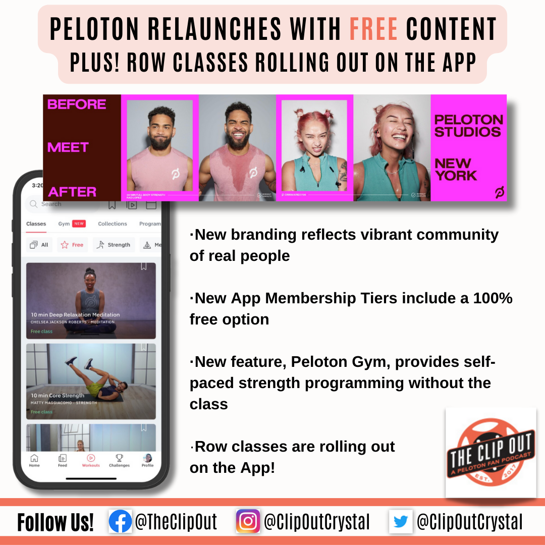 Peloton relaunches with FREE content and Row classes on App