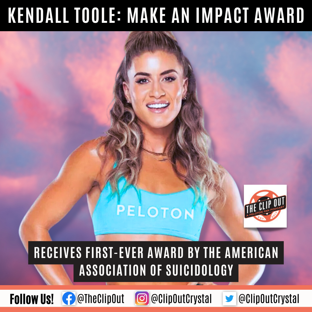 Peloton Instructor Kendall Toole receives the first-ever American Association of Suicidology (AAS) Make An Impact Award
