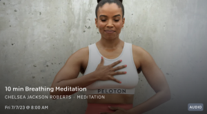 Chelsea Jackson Roberts 10 minute breathing meditation made the TCO Weekly Top 5 favorite Peloton classes