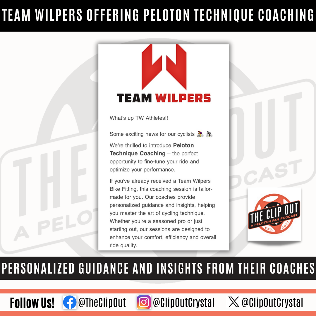 Team Wilpers Now Offering Peloton Technique Coaching