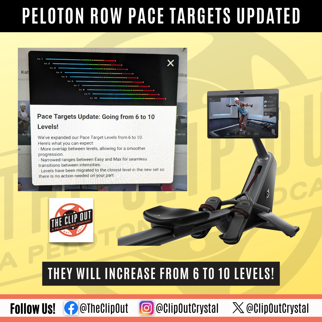 Peloton row pace targets updated.