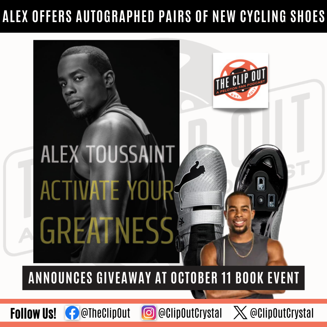 Alex Toussaint giving away signed cycling shoes