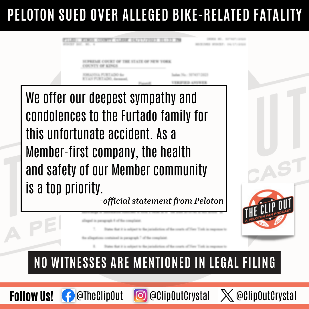 Peloton Lawsuit - Peloton sued over alleged bike related fatality