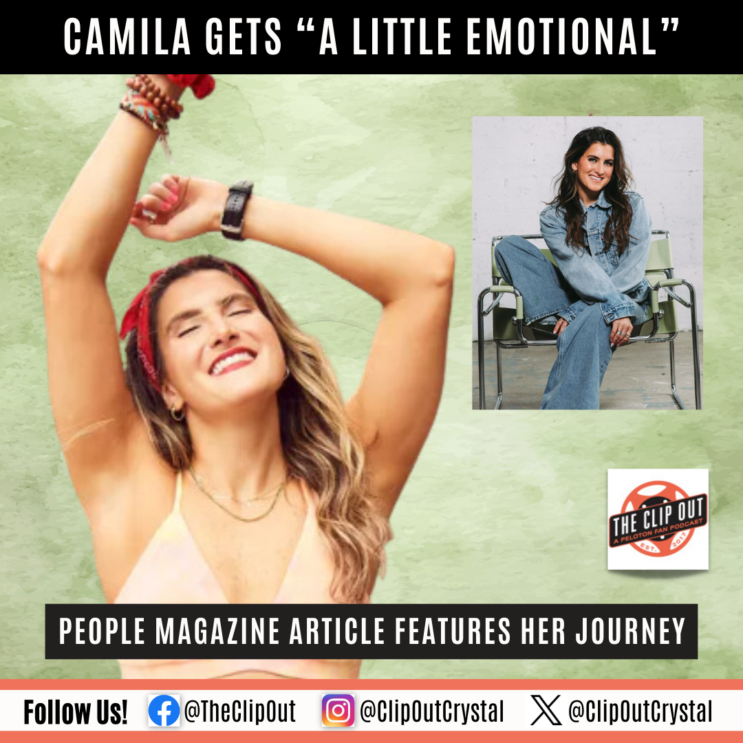 Two pictures of Camila on green background with headline