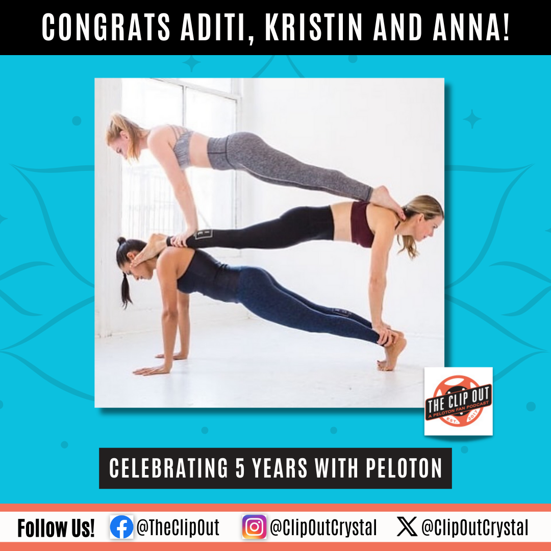 Peloton yoga instructors Anna Greenberg, Kristin McGee and Aditi Shah are celebrating five years with Peloton.