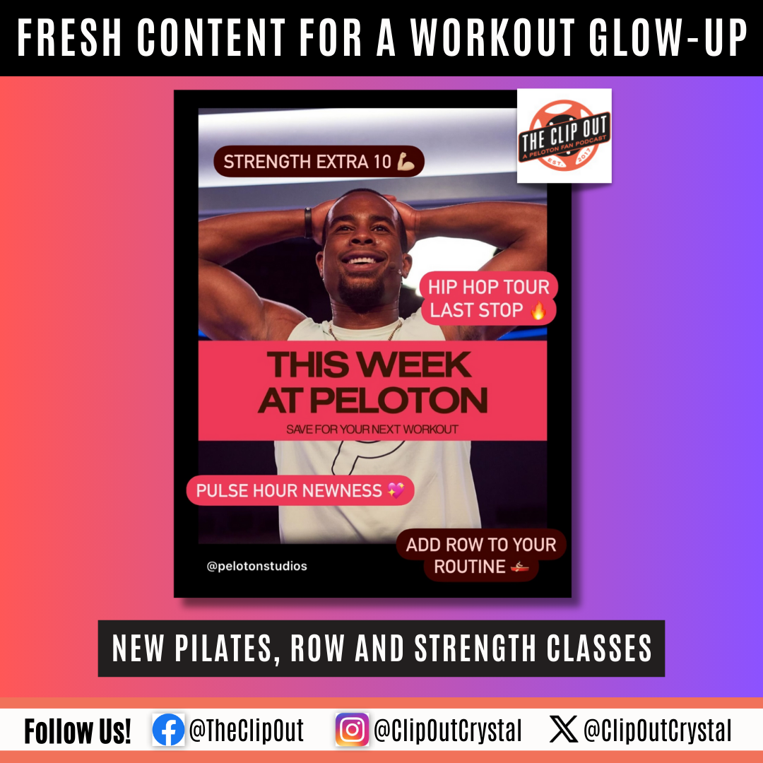 New Peloton classes! Check out the last stop on the Hip Hop Tour and new Pilates, rowing and strength content.