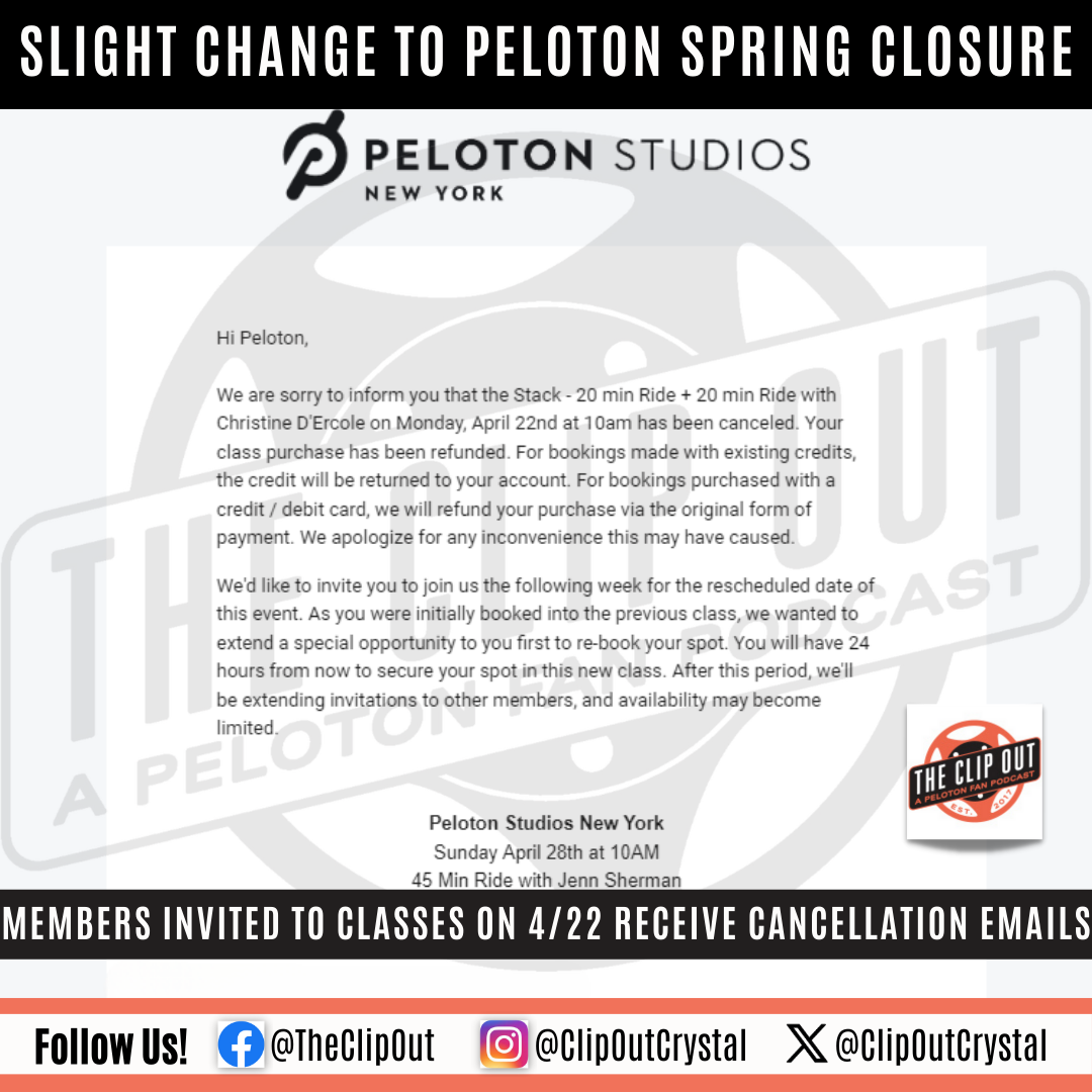 Peloton Spring Closure Date Update