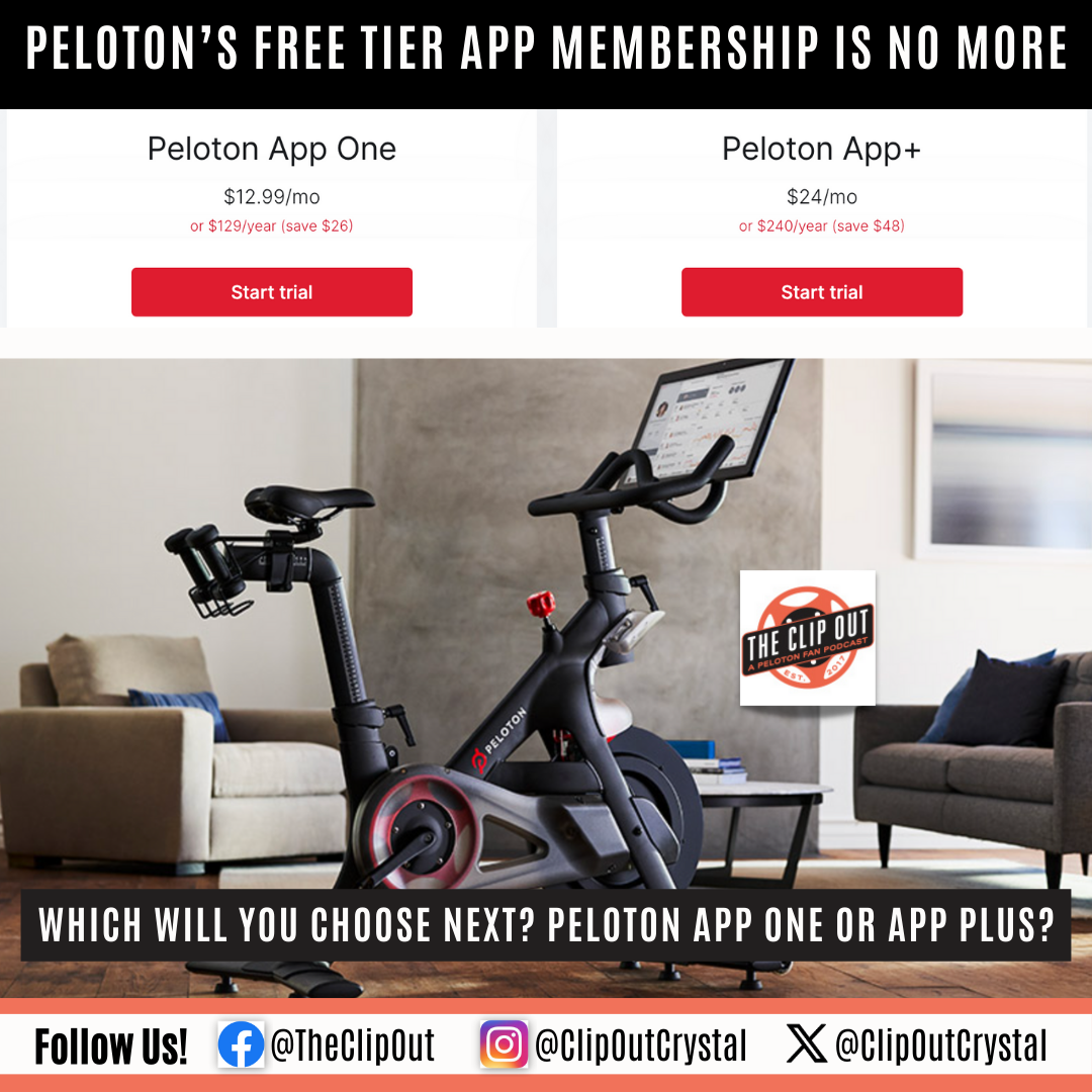 Peloton app options. the free tier membership is no more