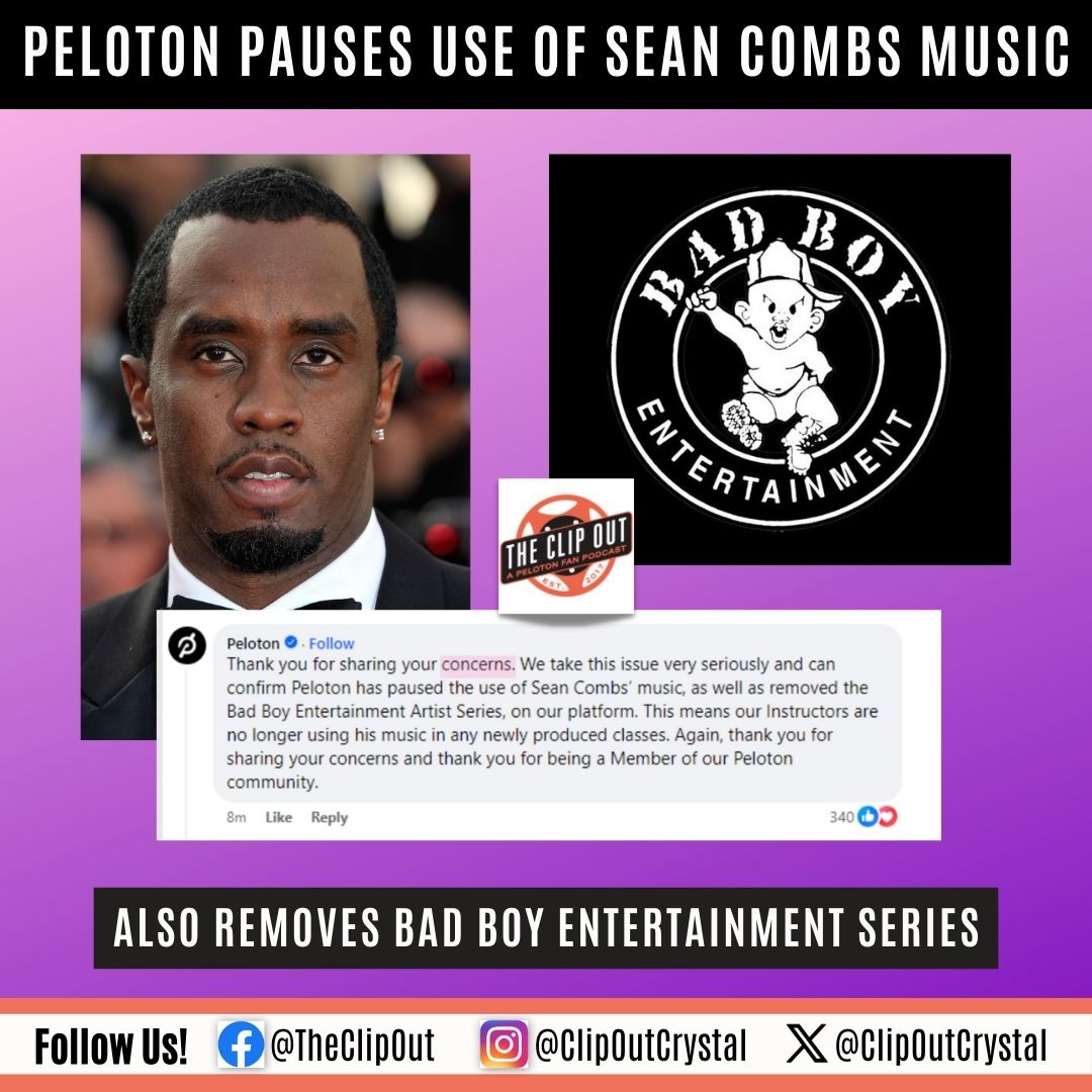 Peloton pauses the use of sean combs music, removes bad boy entertainment artist series