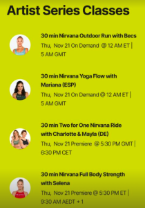 Nirvana Peloton Artist Series Class Schedule 1