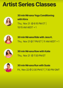 Nirvana Peloton Artist Series Class Schedule 2