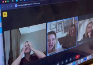 A collection of screenshots of reactions from various family members finding out about Bradley and Sophia's baby news via various video chats.