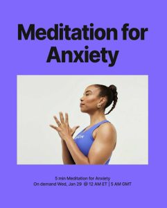 Meditation for Anxiety with Dr. Chelsea Jackson Roberts. 5 minute meditation On Demand Wednesday, January 29