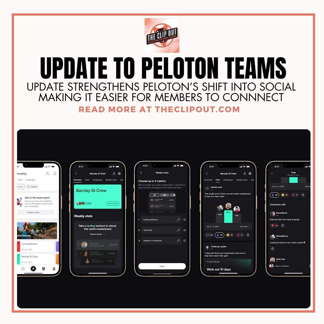 Update to Peloton Teams. update strengthens peloton’s shift into social making it easier for members to connnect