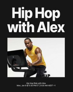 Hip Hop ride with Alex Toussaint Monday January 6 at 5:30pm ET