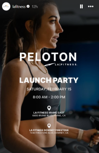 Peloton LA Fitness Partnership Launch Party Saturday February 15 2025