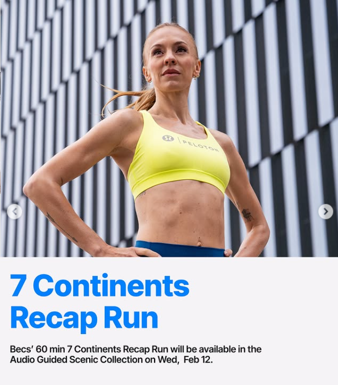 7 Continents Run Recap. Becs' 60 min 7 Continents Run Recap will be available in the Audio Guided Scenic Collection on Wed, Feb 12.