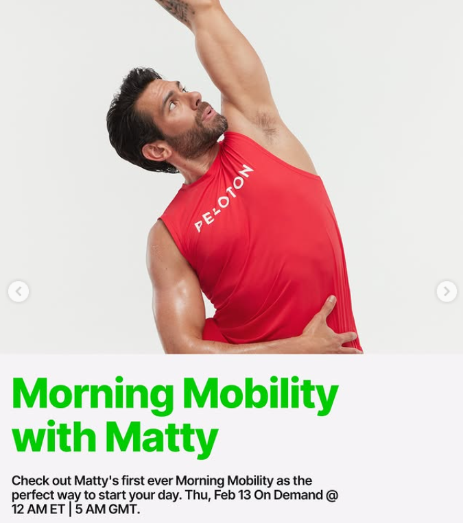 Morning Mobility with Matty. Check out Matty's first ever Morning Mobility as the perfect way to start your day. Thu, Feb 13 On Demand @ 12AM ET/5AM GMT