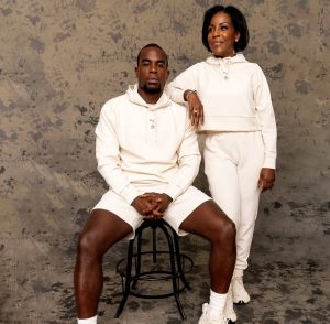 AT and his mom model his Puma line of shoes and clothing