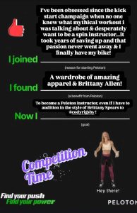 The Holla's contest entry wanting to be a Peloton trainer