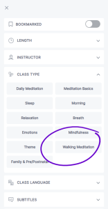 where to find walking meditations on the peloton platform