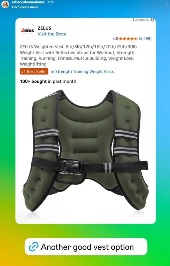 example of a black weighted vest available on amazon