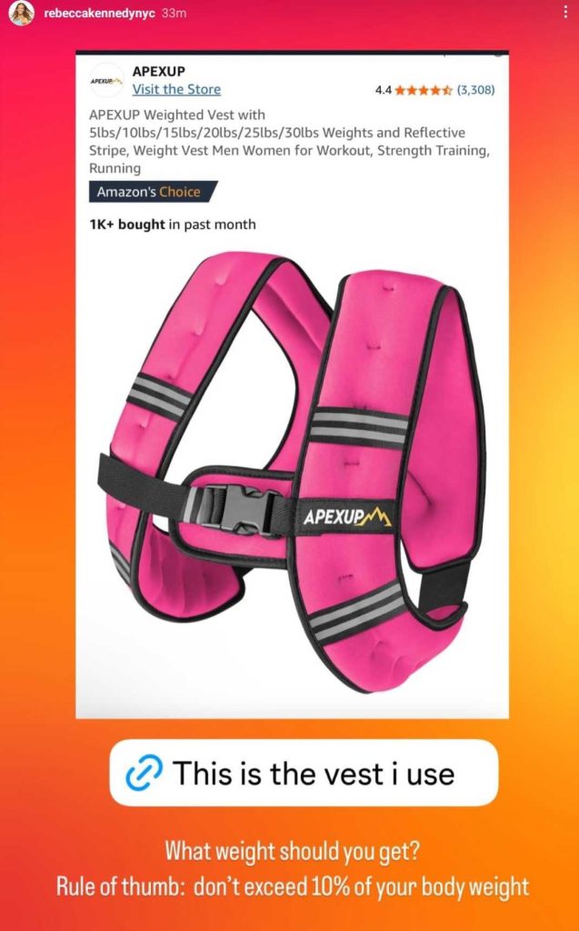 pink weighted vest available on Amazon