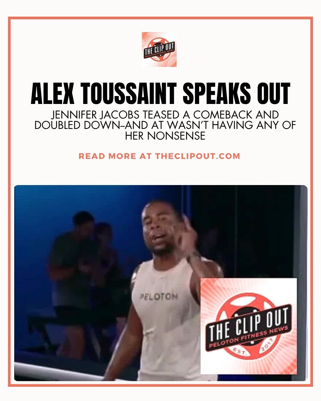 Alex Toussaint speaks out. JENNIFER JACOBS TEASED A COMEBACK AND DOUBLED DOWN--AND AT WASN’T HAVING ANY OF HER NONSENSE. Read more at theclipout.com Peloton Instructor Drama