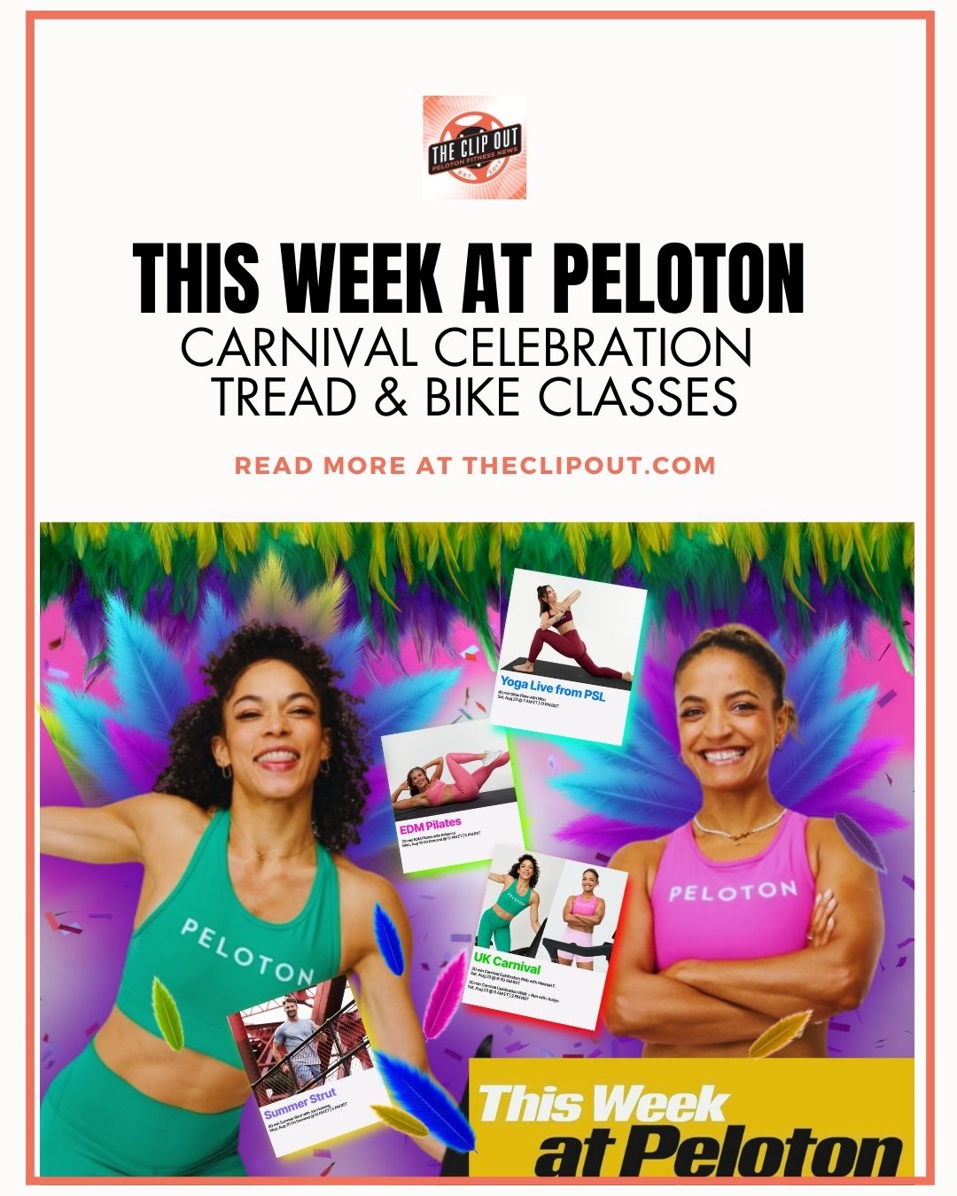 Notting Hill Carnival. This week at Peloton. Carnival celebration tread and bike classes. read more at theclipout.com