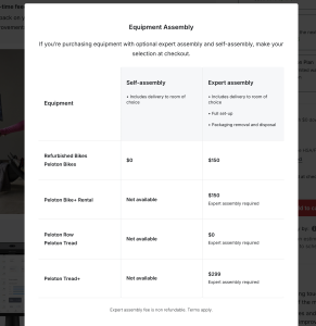 Peloton Assembly Fees