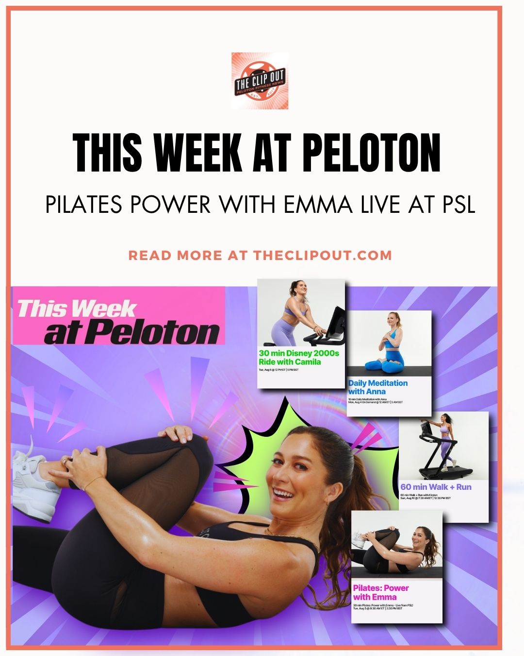 Power Pilates. This week at Peloton. Pilates Power with Emma live at psl