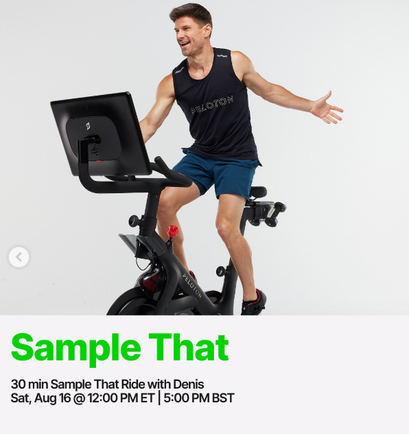 peloton highlighted classes selena Sample That Ride with Denis on August 16