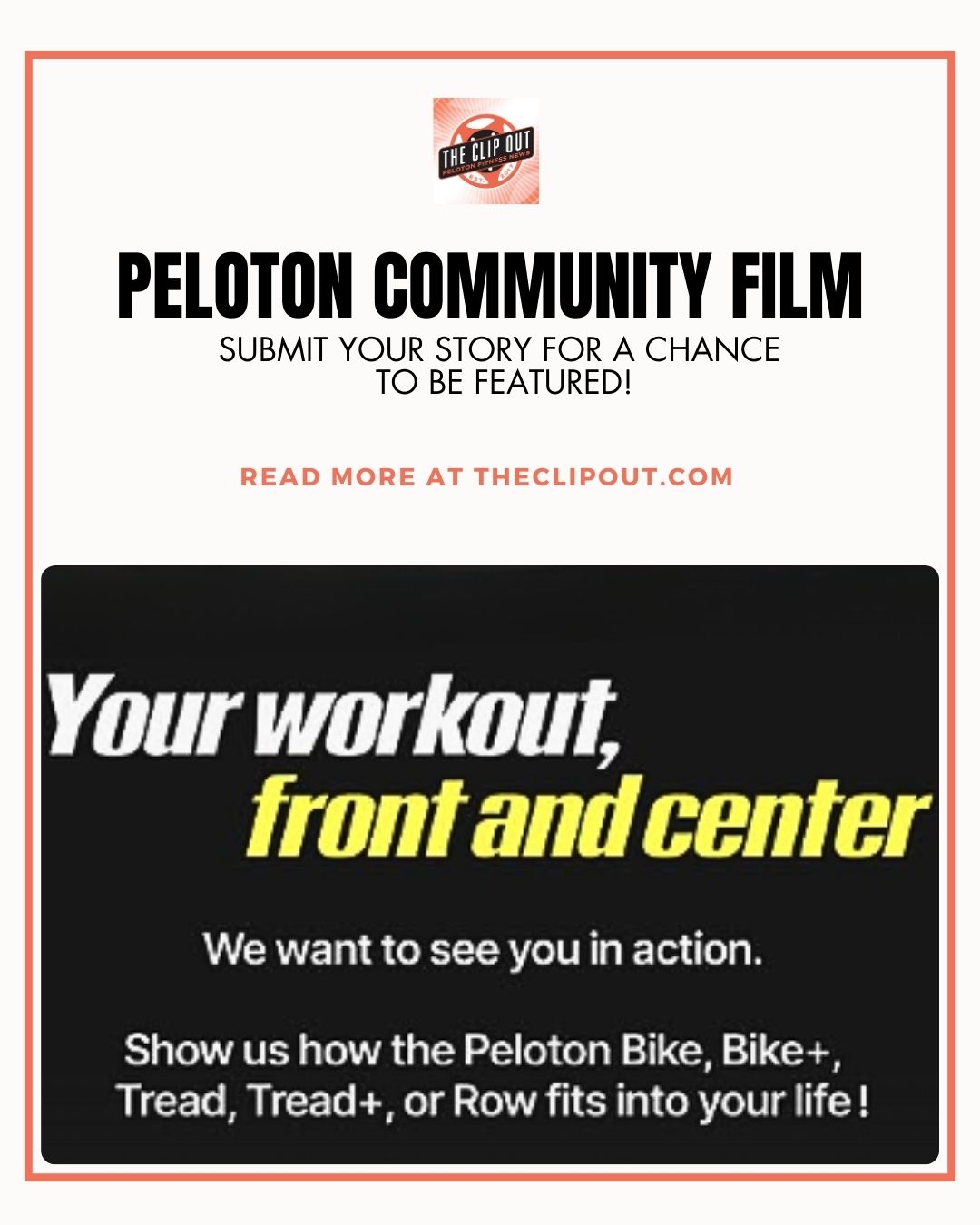 peloton community film. SUBMIT YOUR STORY FOR A CHANCE TO BE FEATURED! Your workout front and center. We want to see you in action. Read more at theclipout.com