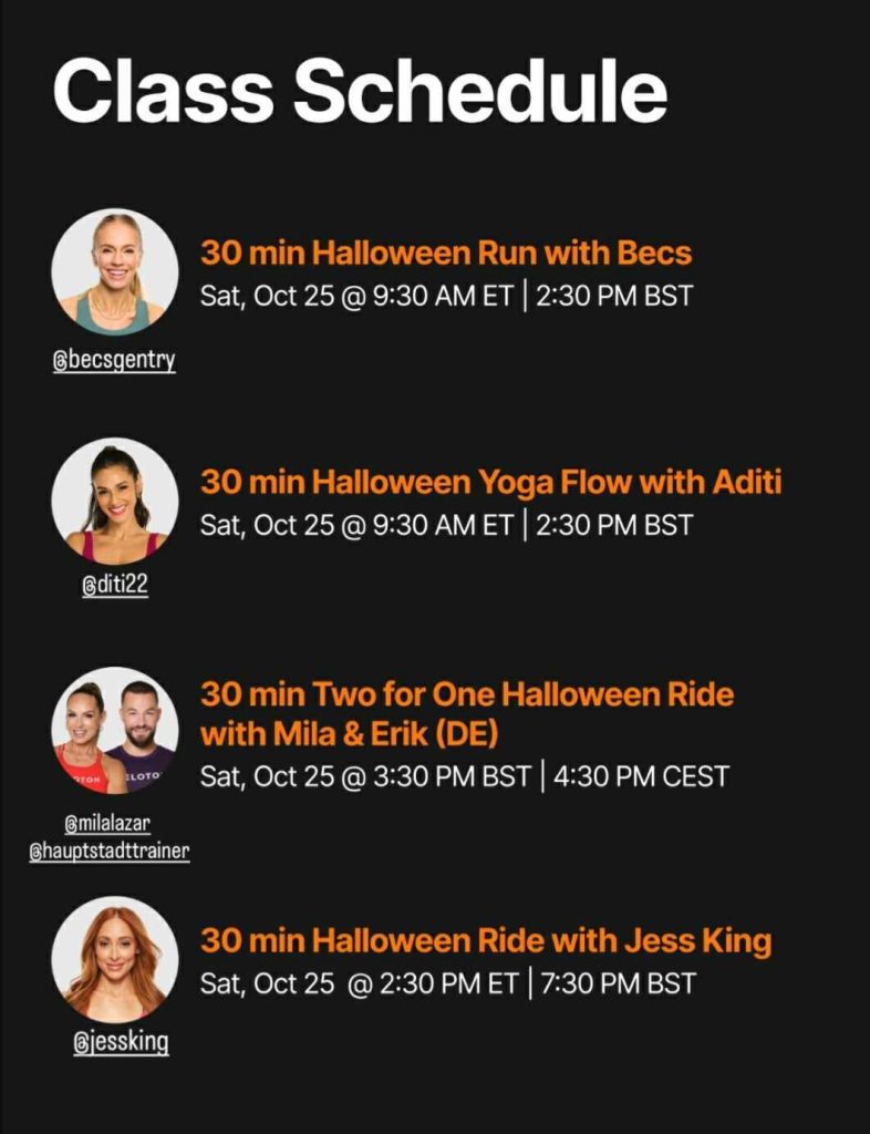 Peloton Halloween Classes 2025 lineup