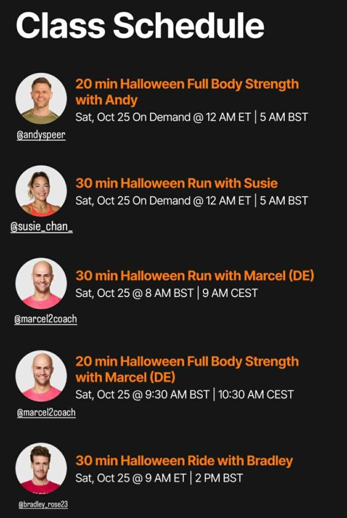 Peloton Halloween Classes 2025 lineup