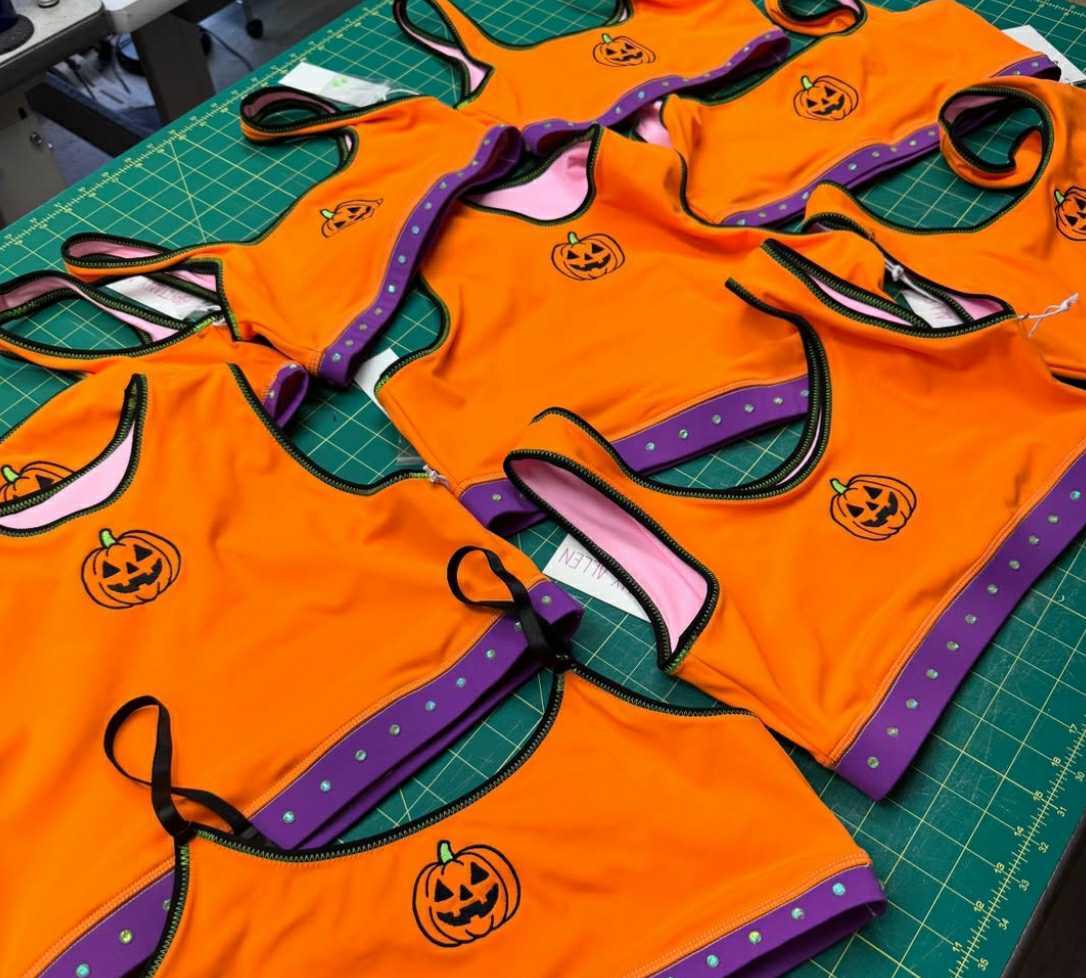 Britney Allen pumpkin sports bras for halloween