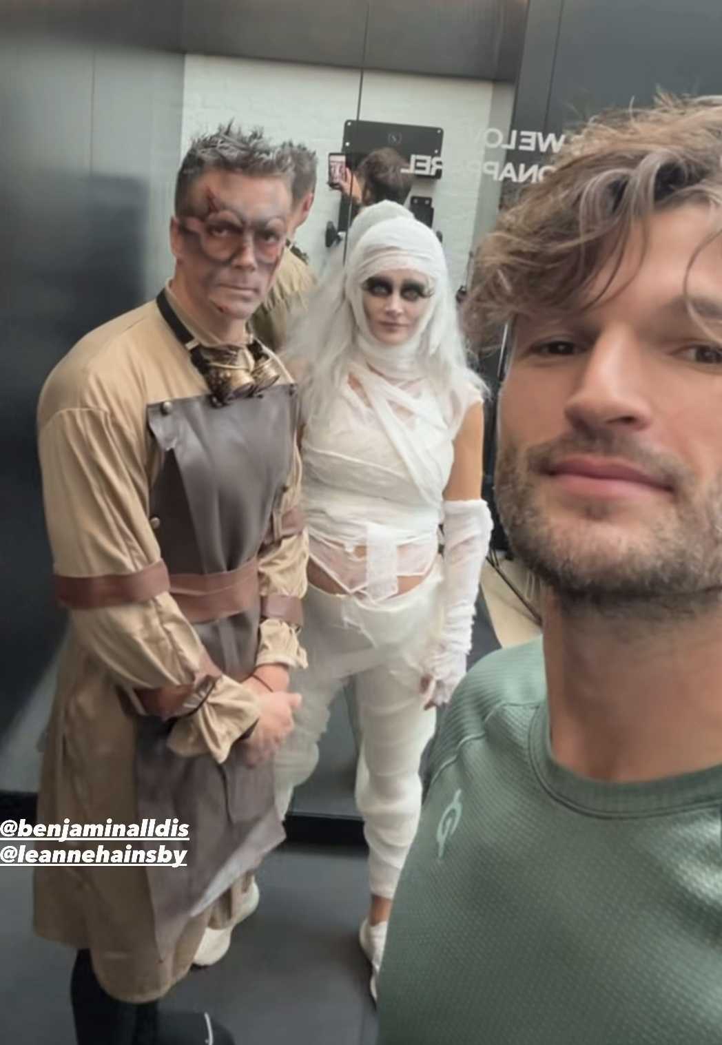 Ben Alldis, Leanne Hainsby-Alldis and Jon Hosking dressed up for Halloween