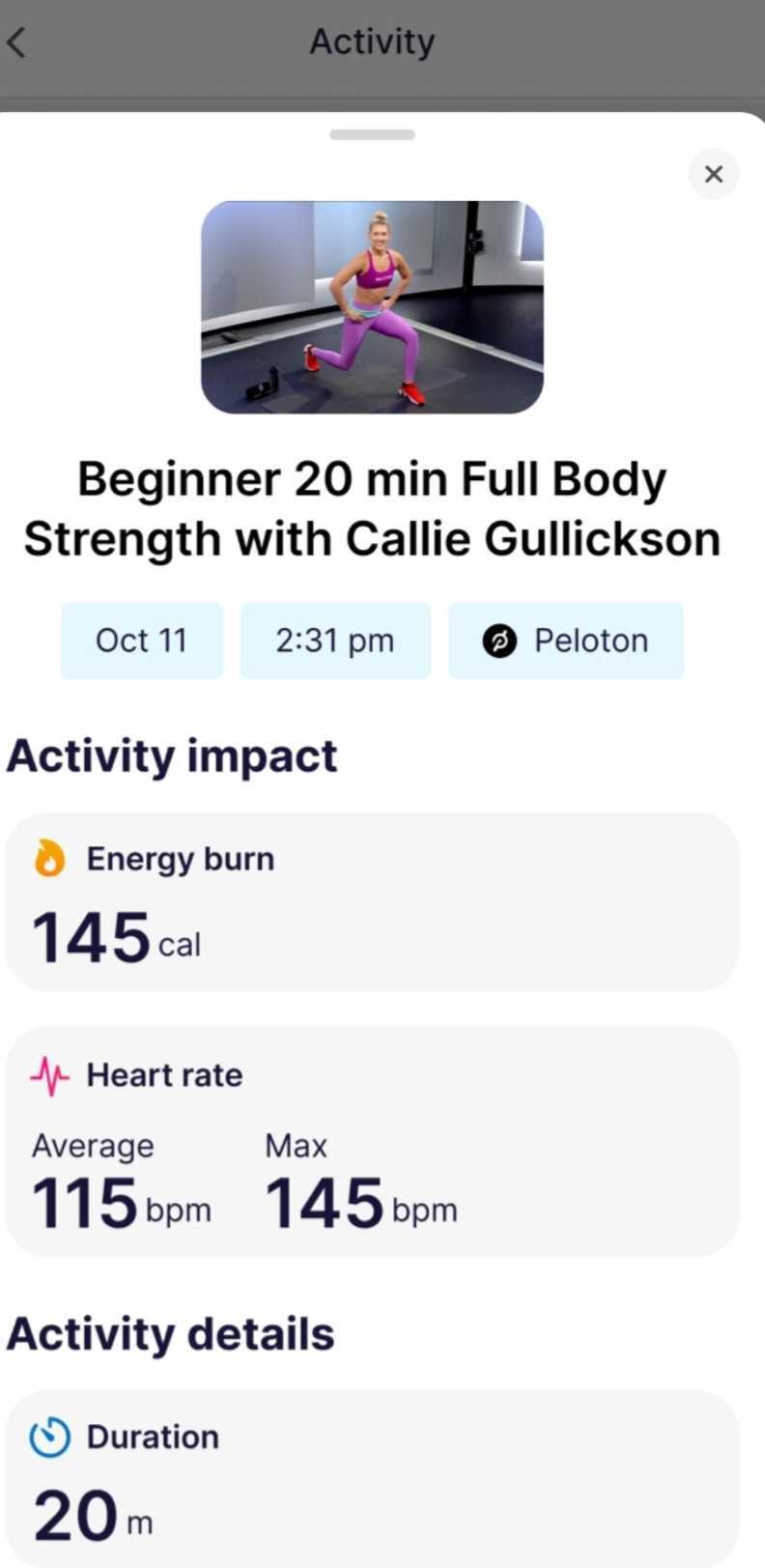 peloton twin health partnership app with callie class