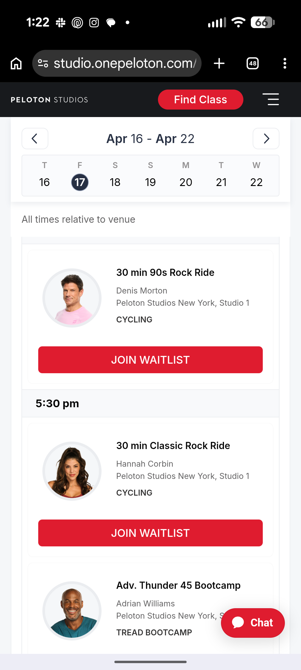 peloton classes available for booking at peloton studios new york