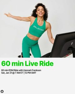 Hannah Frankson is featured for a 60 minute long workout on the bike