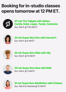 Superburn class schedule