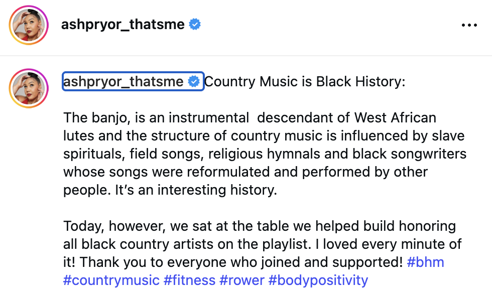 Ash BHM Country Row IG commentary