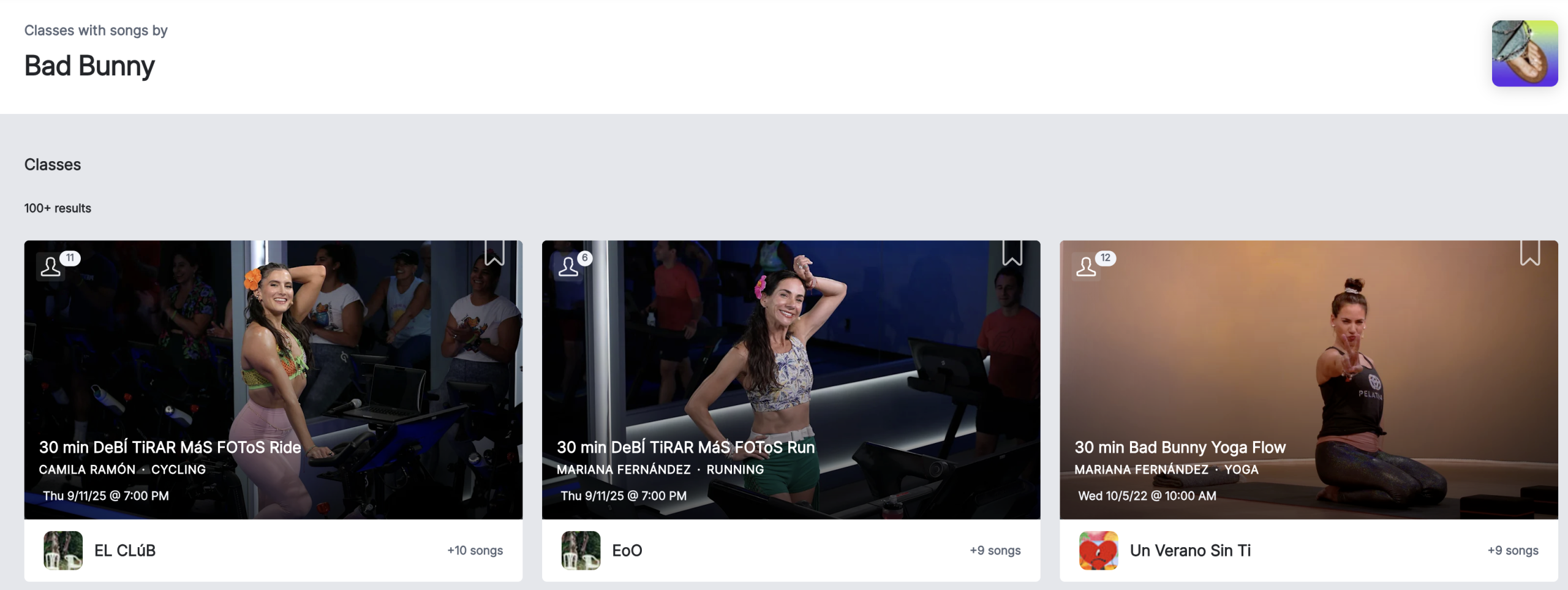 Bad Bunny classes by song search