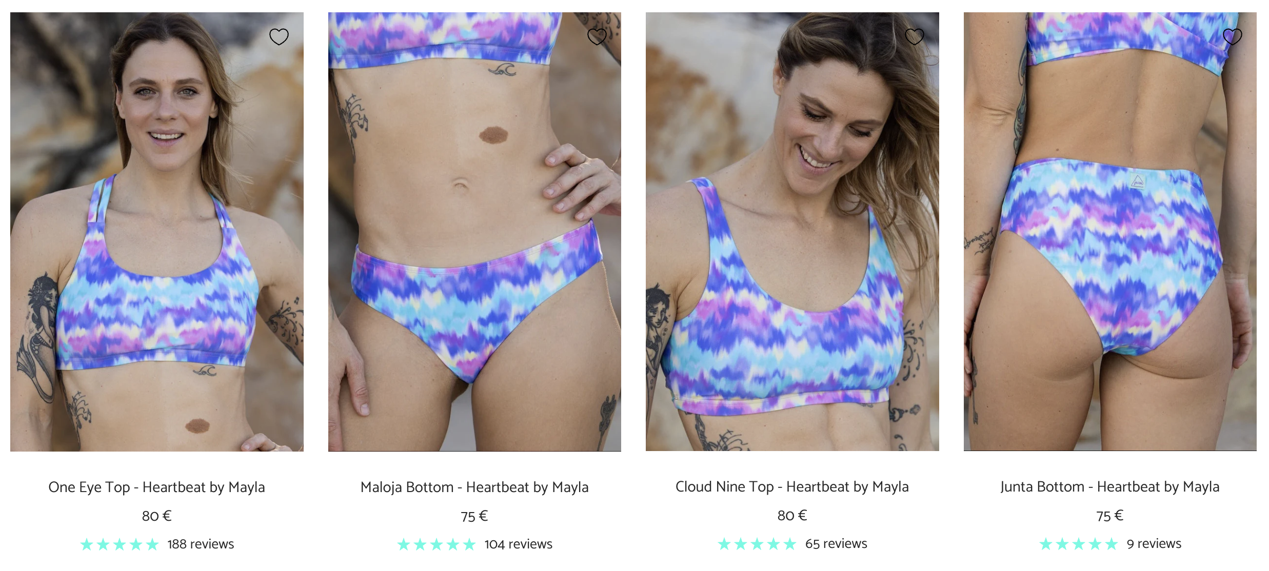 Mayla's bikini website shopping page
