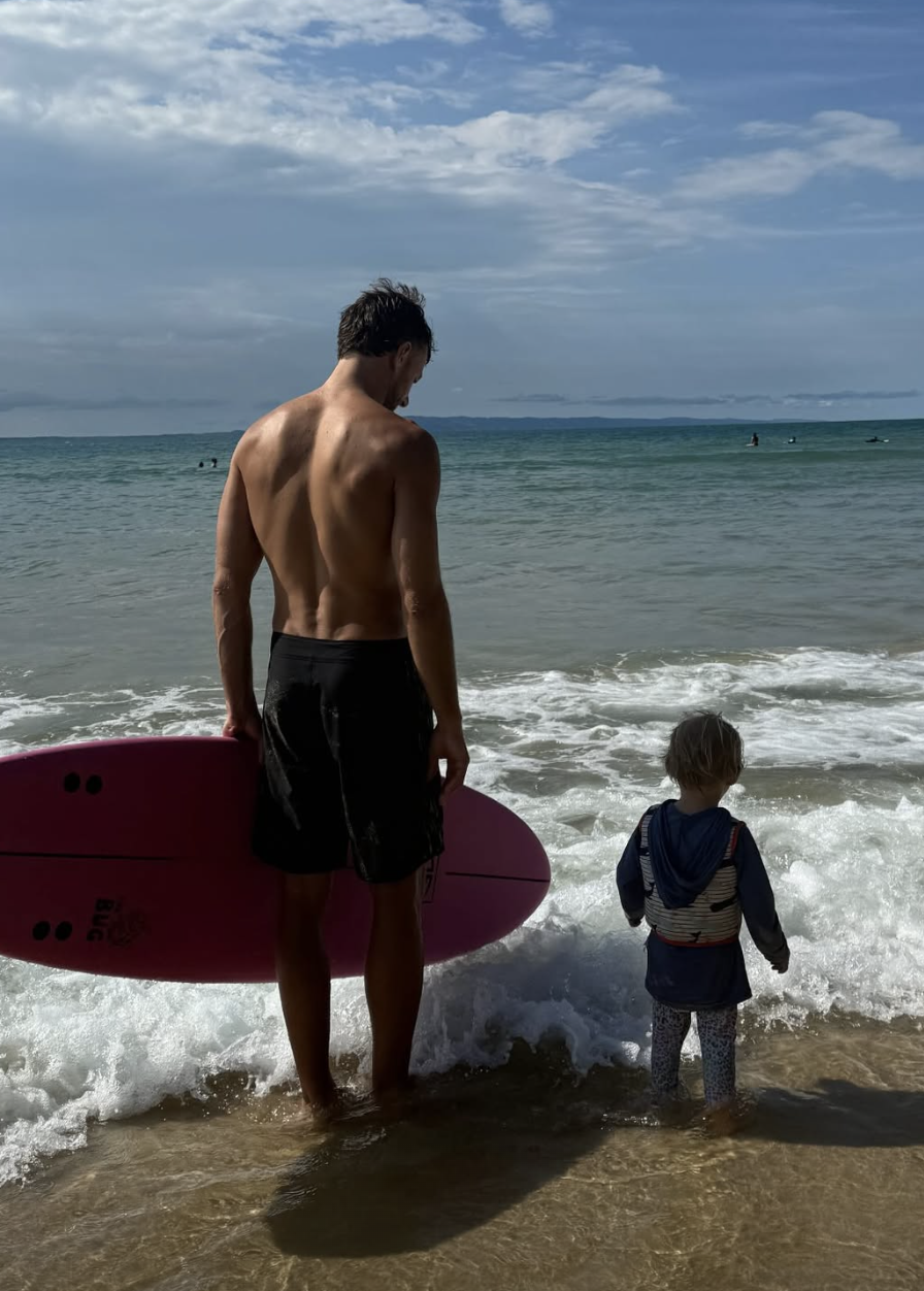 Mayla's family surfing