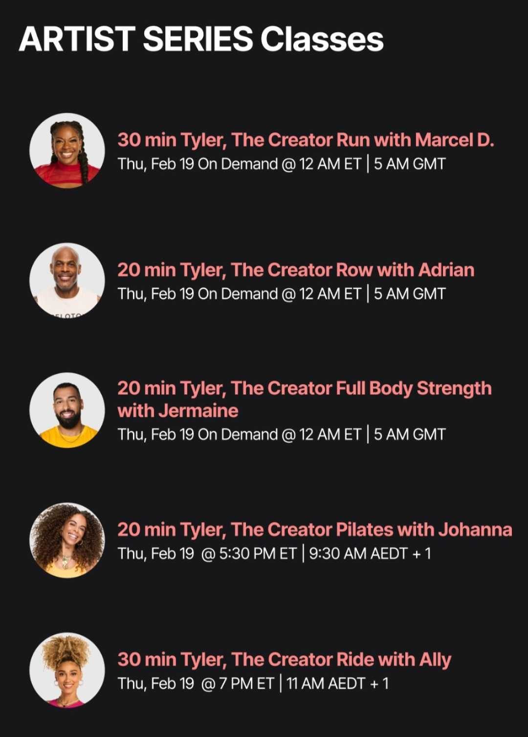 Tyler, the creator artist series class lineup