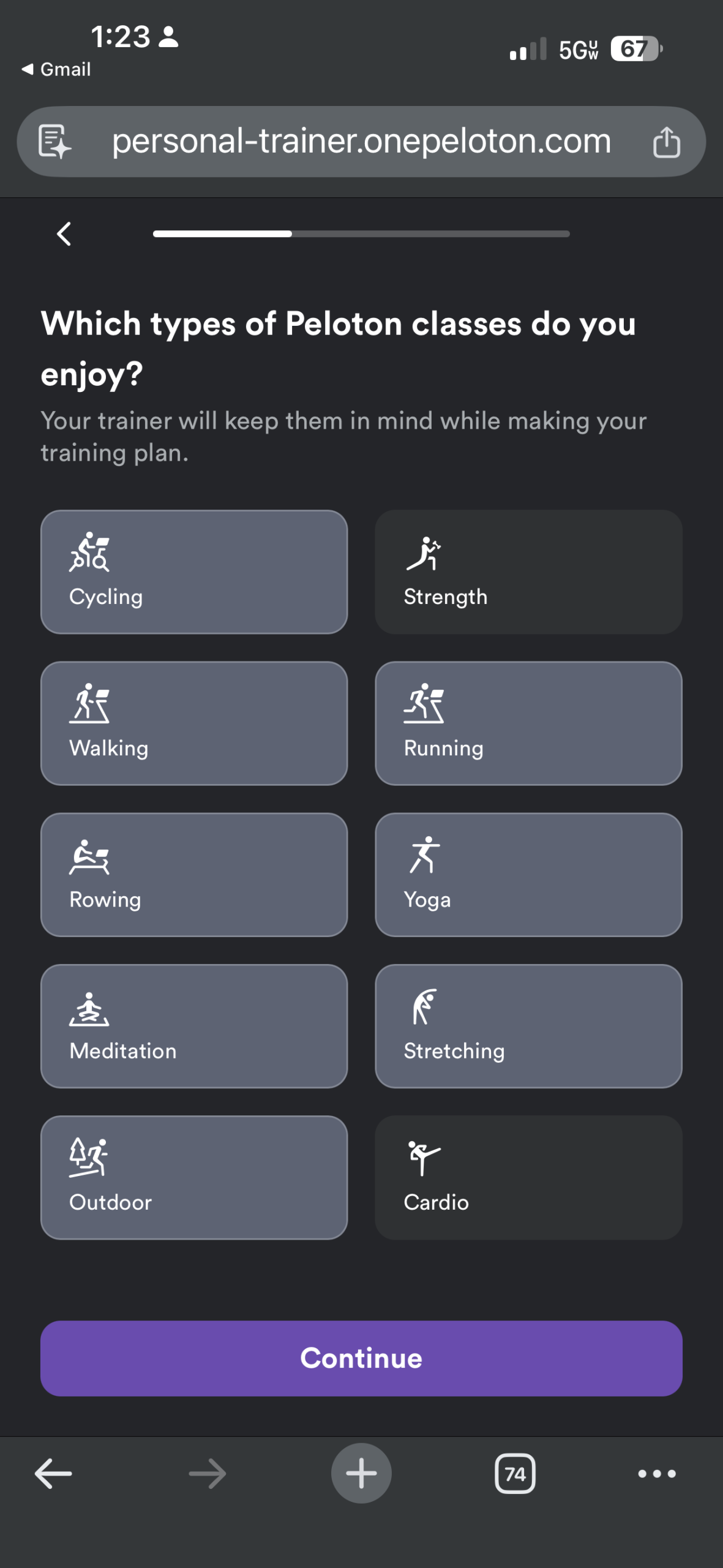 peloton personal trainer beta test class options