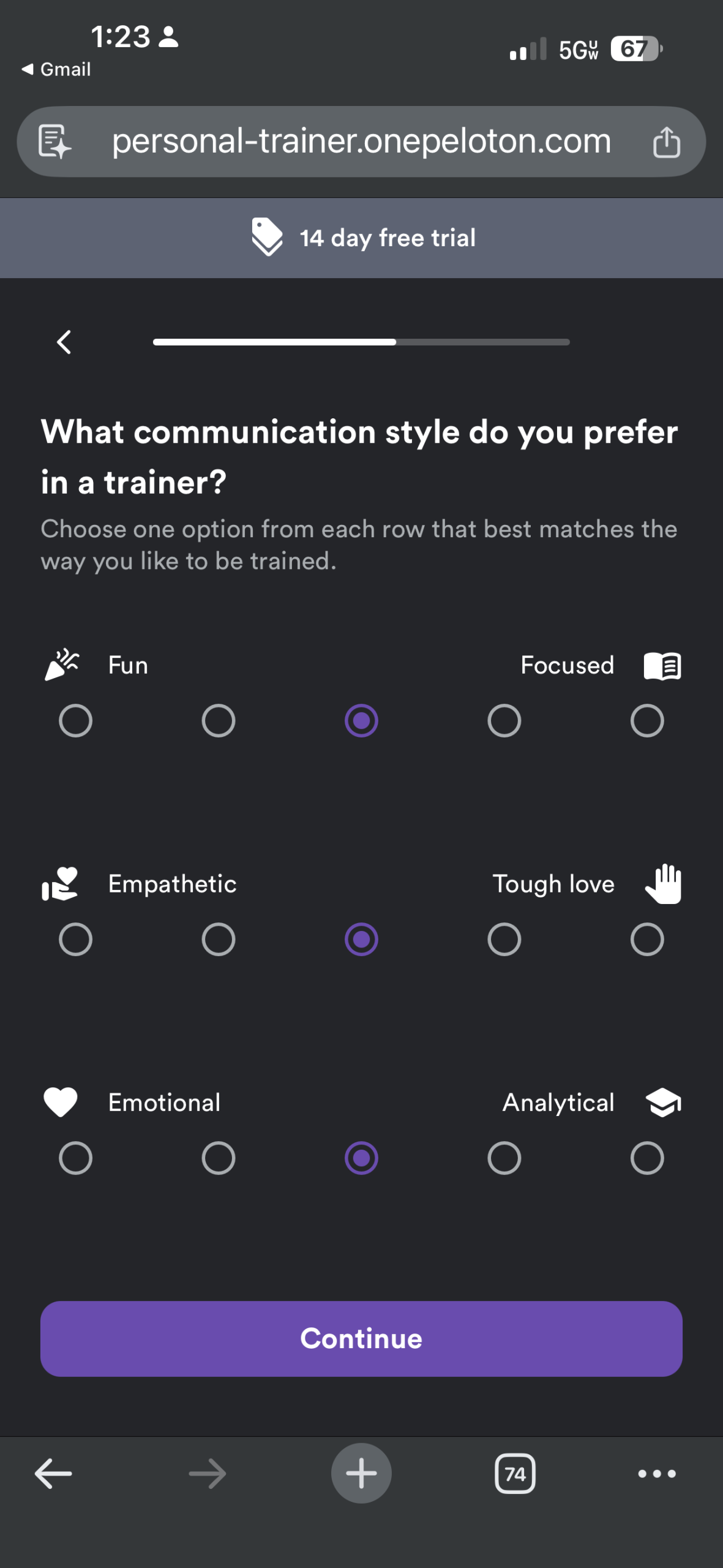 peloton personal trainer beta test personality options