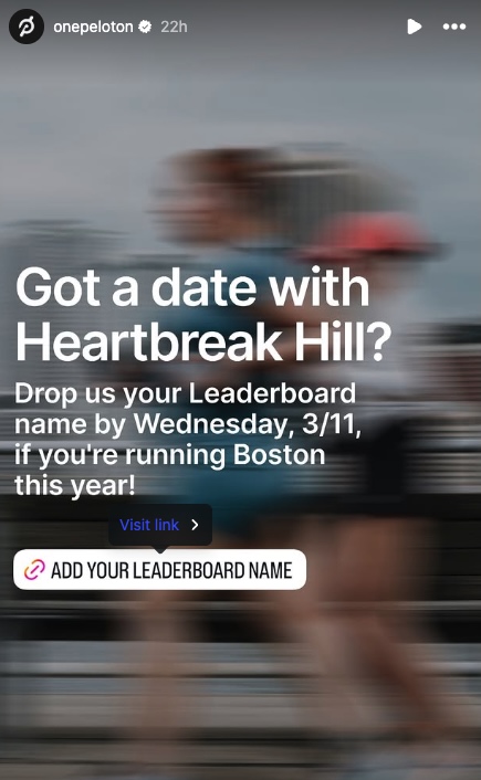 Boston Marathon Shoutout IG story